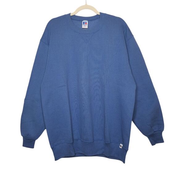 Vintage 90s Russell Athletic Crewneck Sweatshirt Blue XXL 2XL Oversized - Picture 1 of 4